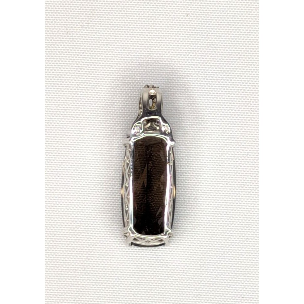 Smoky Quartz & Zircon Pendant - Sterling Silver, Brown - Picture 4 of 6